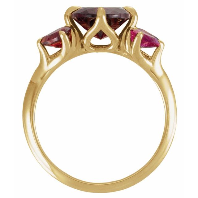 14K Yellow Gold Natural Mozambique Garnet & Lab-Grown Ruby Ring