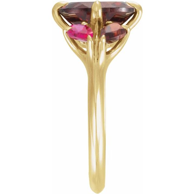 14K Yellow Gold Natural Mozambique Garnet & Lab-Grown Ruby Ring