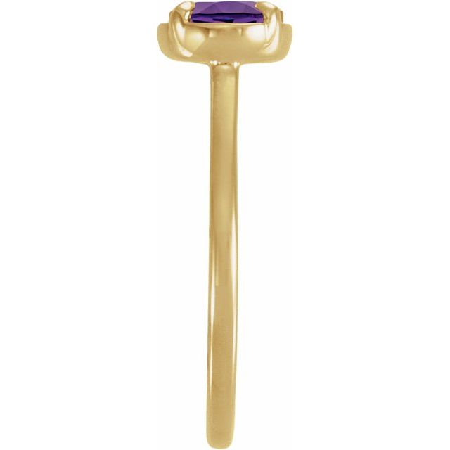 14K Yellow Gold Vermeil Lab-Grown Amethyst Claw-Prong Bezel-Style Ring