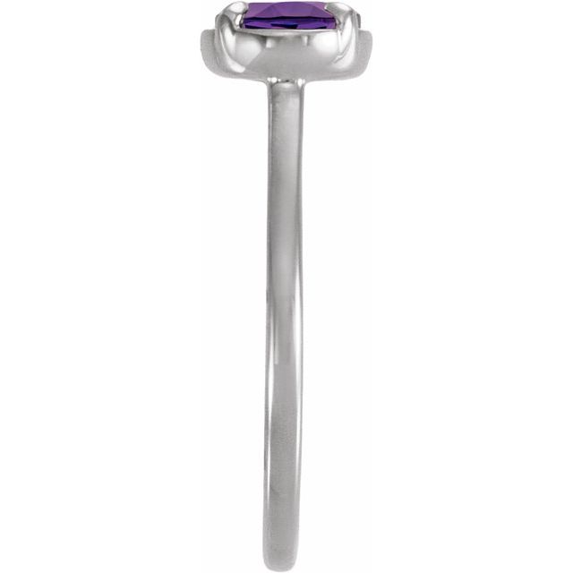 Sterling Silver Lab-Grown Amethyst Claw-Prong Bezel-Style Ring