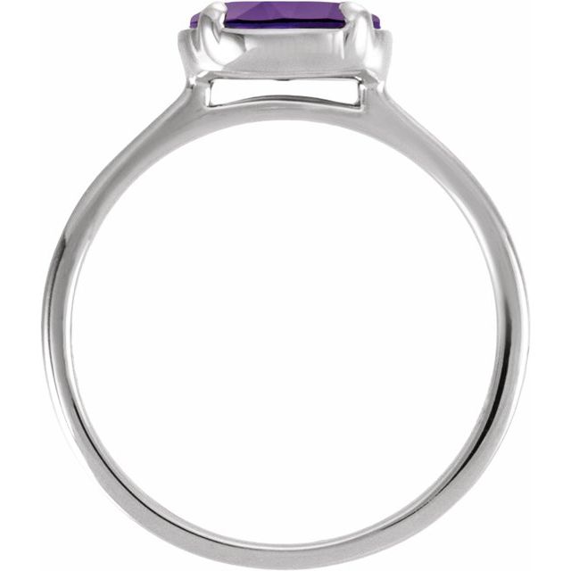 14K White Gold Lab-Grown Amethyst Claw-Prong Bezel-Style Ring