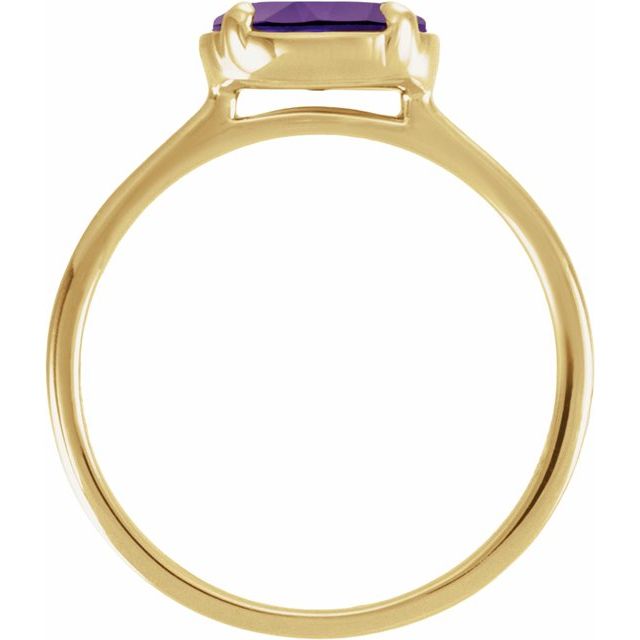 14K Yellow Gold Lab-Grown Amethyst Claw-Prong Bezel-Style Ring