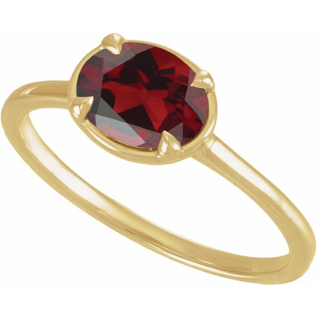14K Yellow Gold Vermeil Natural Mozambique Garnet Claw-Prong Bezel-Style Ring