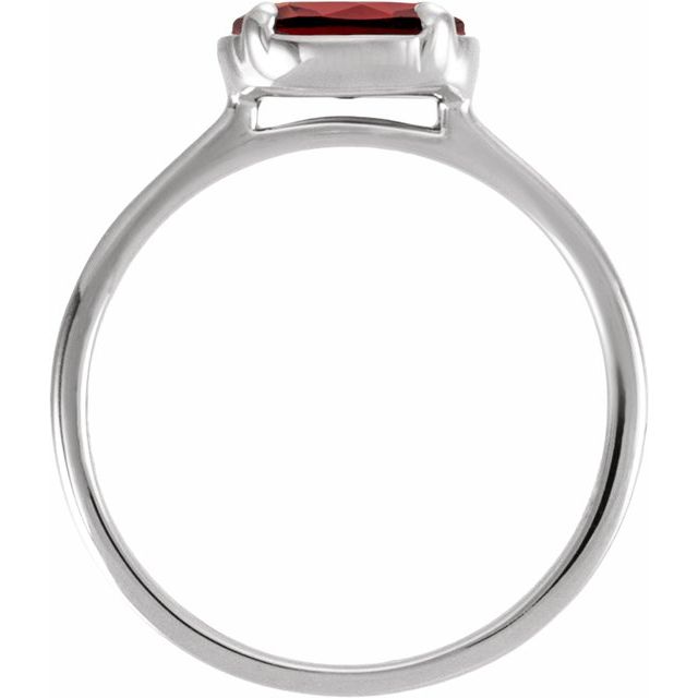 14K White Gold Natural Mozambique Garnet Claw-Prong Bezel-Style Ring