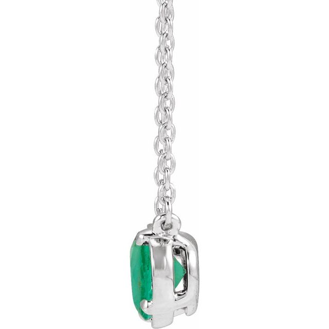 14K White Gold Lab-Grown Emerald Claw-Prong Bezel-Style 18" Necklace