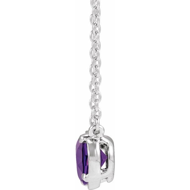 Sterling Silver Natural Amethyst Claw-Prong Bezel-Style 18" Necklace