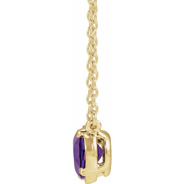 14K Yellow Gold Natural Amethyst Claw-Prong Bezel-Style 18" Necklace