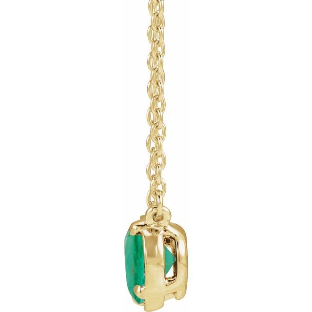 10K Yellow Gold Lab-Grown Emerald Claw-Prong Bezel-Style 18" Necklace
