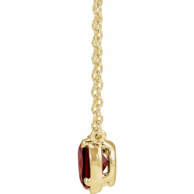 14K Yellow Gold Vermeil Natural Mozambique Garnet Claw-Prong Bezel-Style 18" Necklace