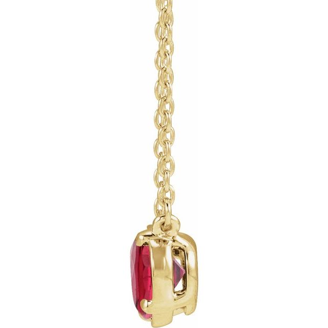 14K Yellow Gold Vermeil Lab-Grown Ruby Claw-Prong Bezel-Style 18" Necklace