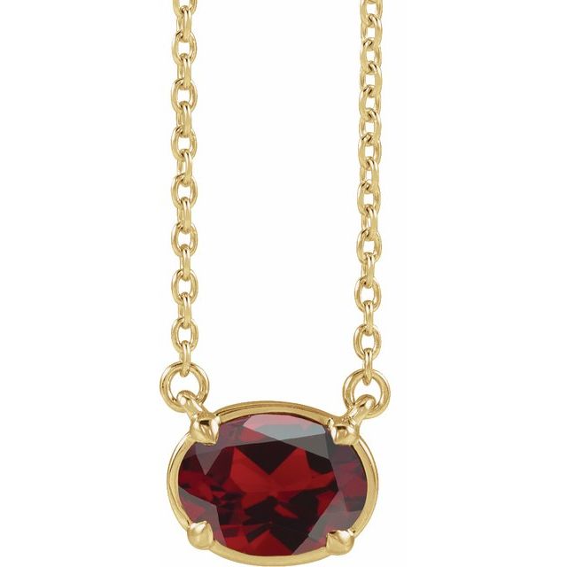 14K Yellow Gold Vermeil Natural Mozambique Garnet Claw-Prong Bezel-Style 18" Necklace