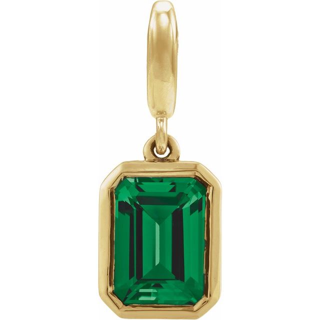 14K Yellow Gold Natural Emerald Charm/Pendant