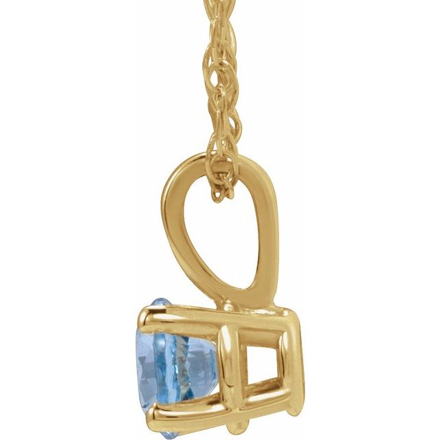 14K Yellow Gold 3 mm Imitation Aquamarine Youth Solitaire 14" Necklace