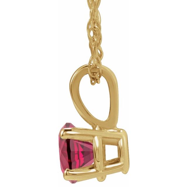 14K Yellow Gold 3 mm Natural Mozambique Garnet Youth Solitaire 14" Necklace