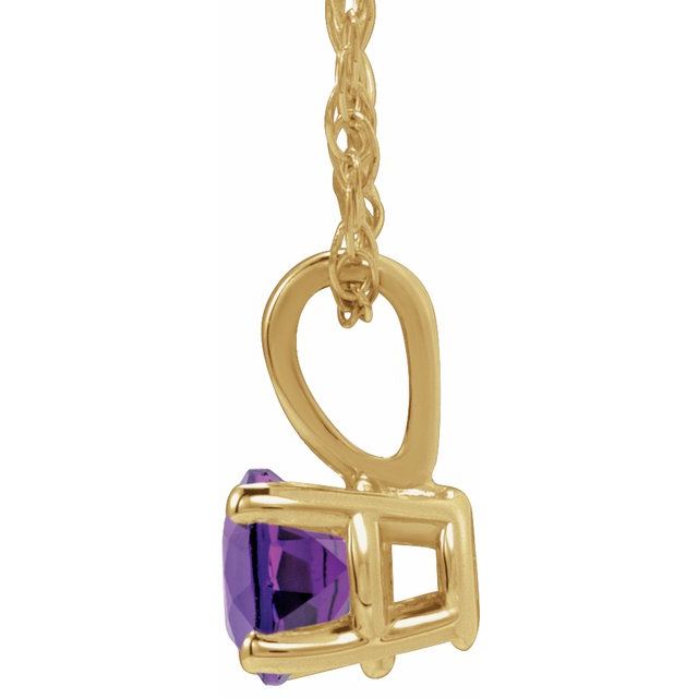 14K Yellow Gold 3 mm Imitation Amethyst Youth Solitaire 14" Necklace