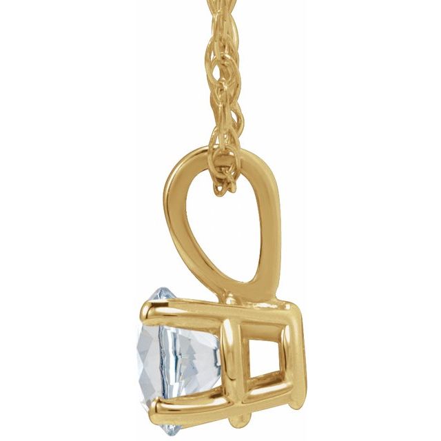 14K Yellow Gold 3 mm Imitation Diamond Youth Solitaire 14" Necklace