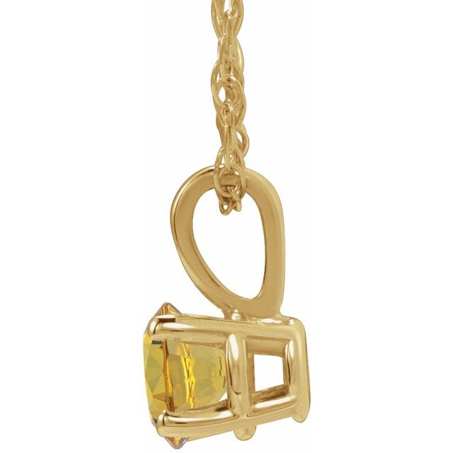 14K Yellow Gold 3 mm Imitation Citrine Youth Solitaire 14" Necklace