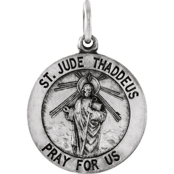 Sterling Silver 18 mm Round St. Jude Thaddeus Medal Only