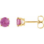 14K Yellow Gold 4 mm Natural Pink Tourmaline Earrings