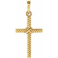 14K Yellow Gold 17.5x11.3 mm Rope Cross Pendant  