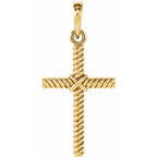 14K Yellow Gold 17.5x11.3 mm Rope Cross Pendant  