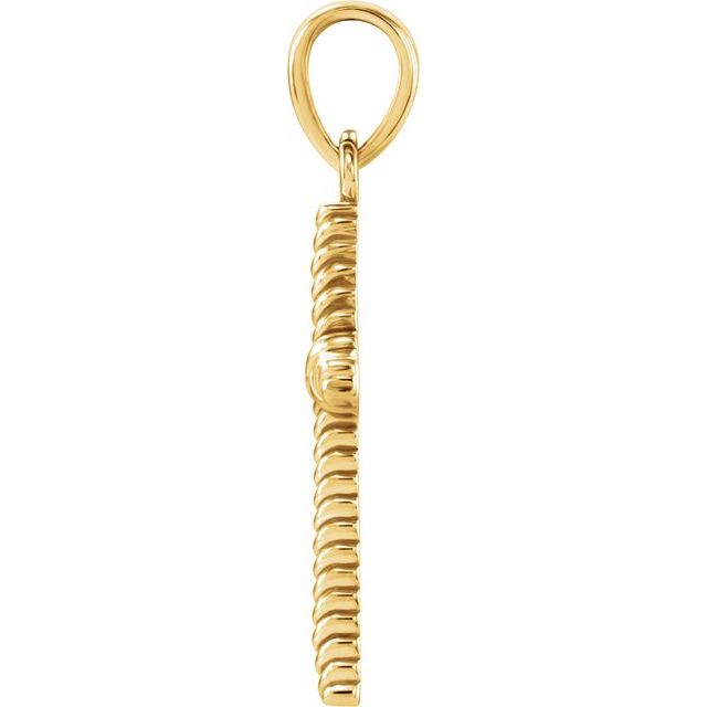 14K Yellow Gold 17.5x11.3 mm Rope Cross Pendant  