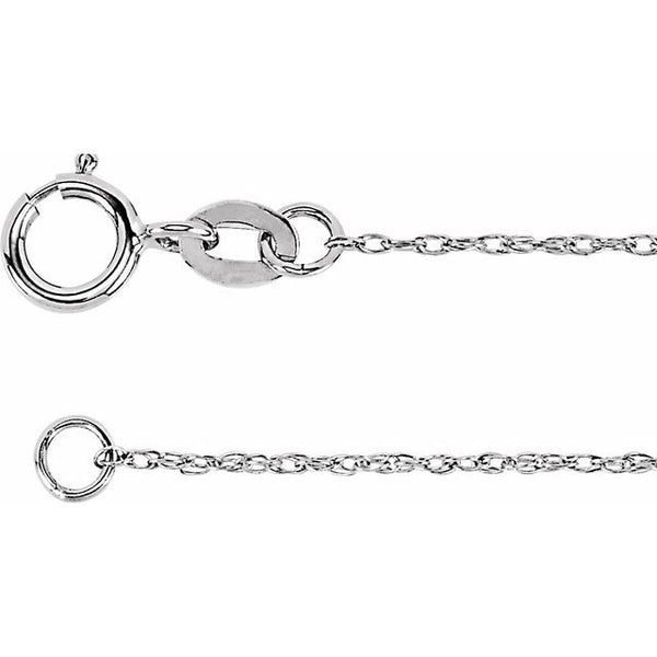 14K White Gold 1 mm Rope 7" Chain