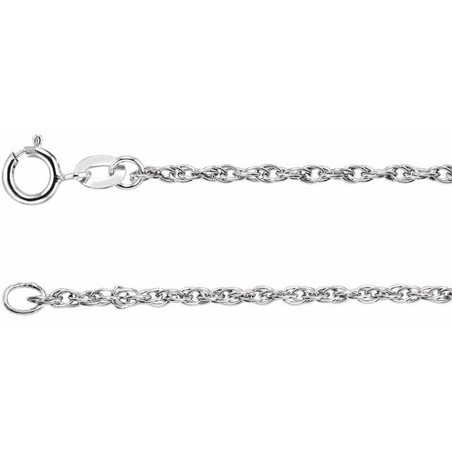 Sterling Silver 1.5 mm Rope 18" Chain