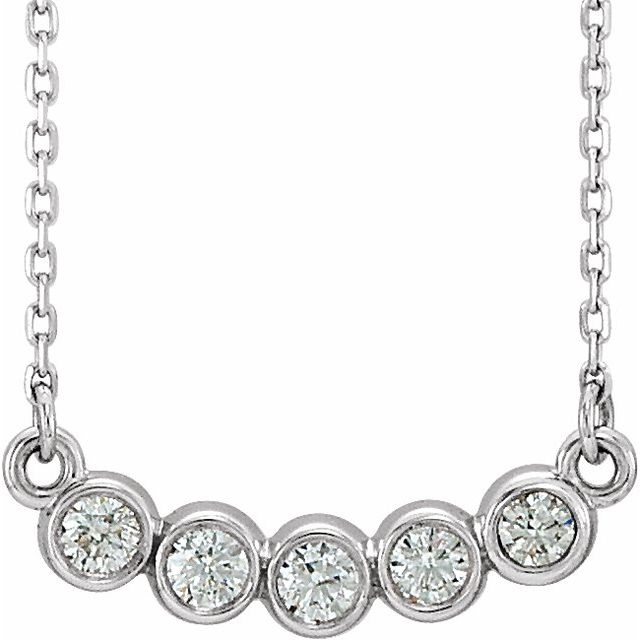 14K White Gold .07 CTW Natural Diamond Bezel-Set 16-18" Necklace