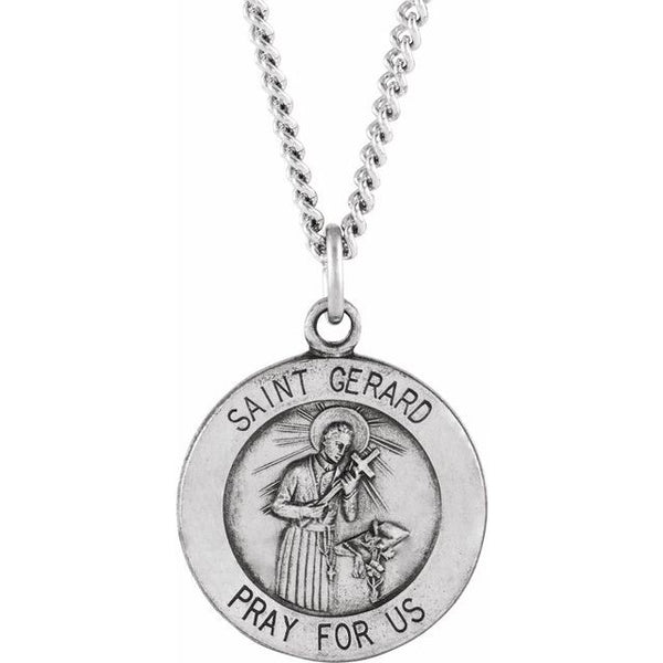 Sterling Silver 18 mm St. Gerard Medal 18" Necklace  
