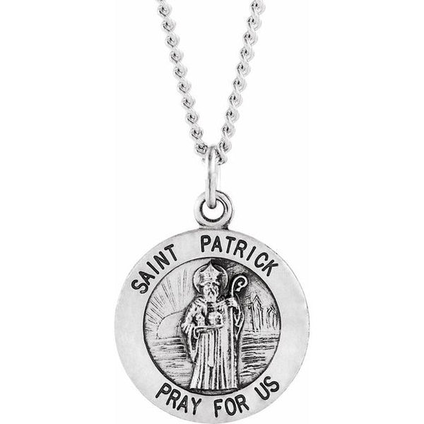 Sterling Silver  22 mm Round St. Patrick 18" Necklace