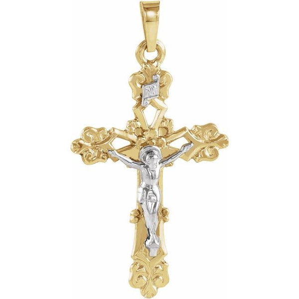 14K Yellow/White Gold 26.5x19 mm Crucifix Pendant 