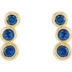 14K Yellow Gold Natural Blue Sapphire Ear Climbers