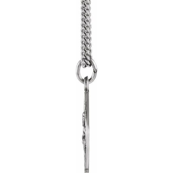 Sterling Silver 15 mm Round St. Peter 18" Necklace