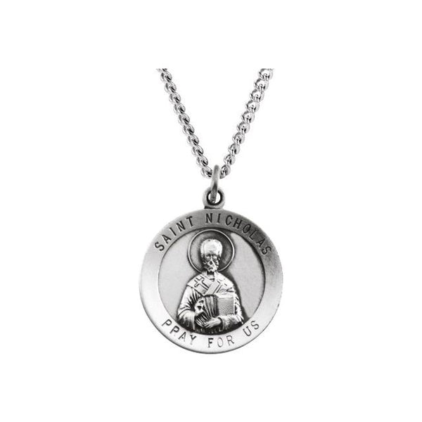 Sterling Silver St. Nicholas Medal 18" Necklace