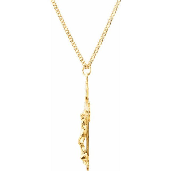 24K Yellow Gold-Plated 50x31 mm Crucifix 24" Necklace