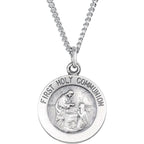 Sterling Silver 15 mm First Communion Medal 18" Necklace