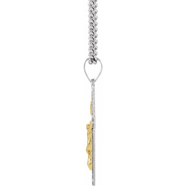 Sterling Silver & 14K Yellow Gold 28x16.2 mm Crucifix 24" Necklace
