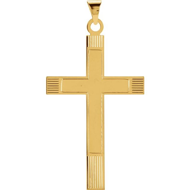 14K Yellow Gold 49.4x25 mm Cross Pendant
