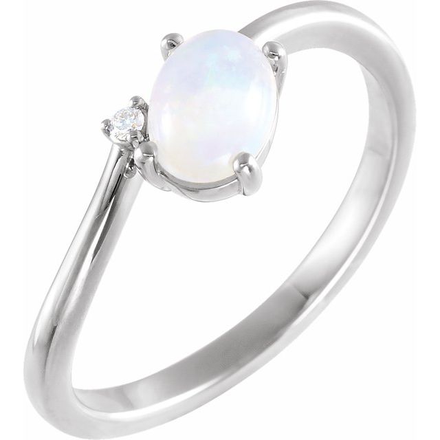 Sterling Silver Natural Ethiopian Opal & .01 CT Natural Diamond Bypass Ring