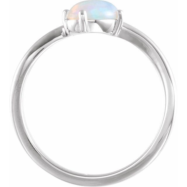 Sterling Silver Natural Ethiopian Opal & .01 CT Natural Diamond Bypass Ring