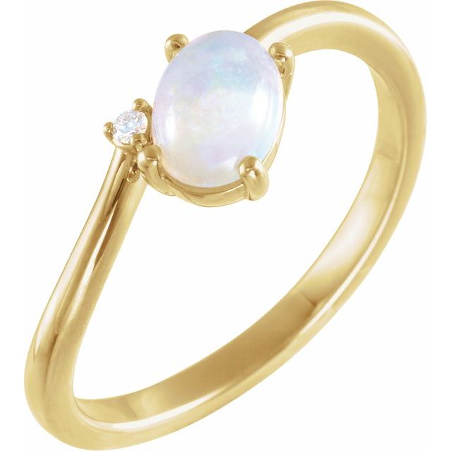 14K Yellow Gold Natural Ethiopian Opal & .015 CT Natural Diamond Bypass Ring