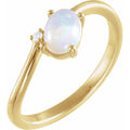 14K Yellow Gold Natural Ethiopian Opal & .015 CT Natural Diamond Bypass Ring