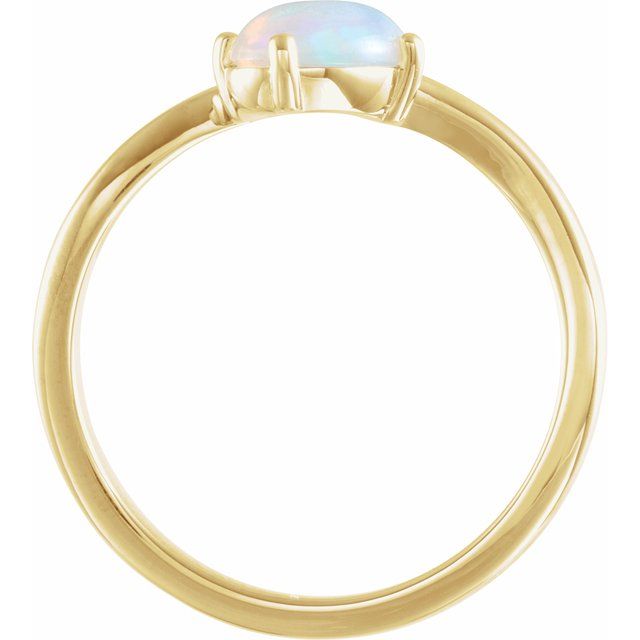 14K Yellow Gold Natural Ethiopian Opal & .015 CT Natural Diamond Bypass Ring