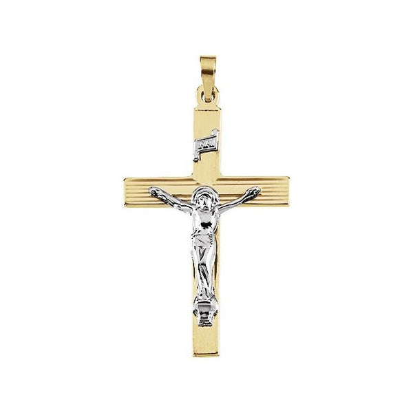 14K Yellow & White Gold 32x21 mm Crucifix Pendant