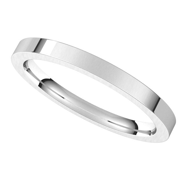 14K White Gold 2 mm Comfort-Fit Flat Band Size 10