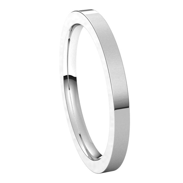 14K White Gold 2 mm Comfort-Fit Flat Band Size 10
