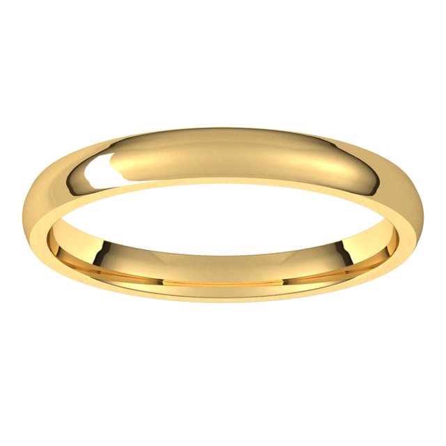 10K Yellow Gold 2.5 mm Lightweight Comfort-Fit Half Round Band Size 8