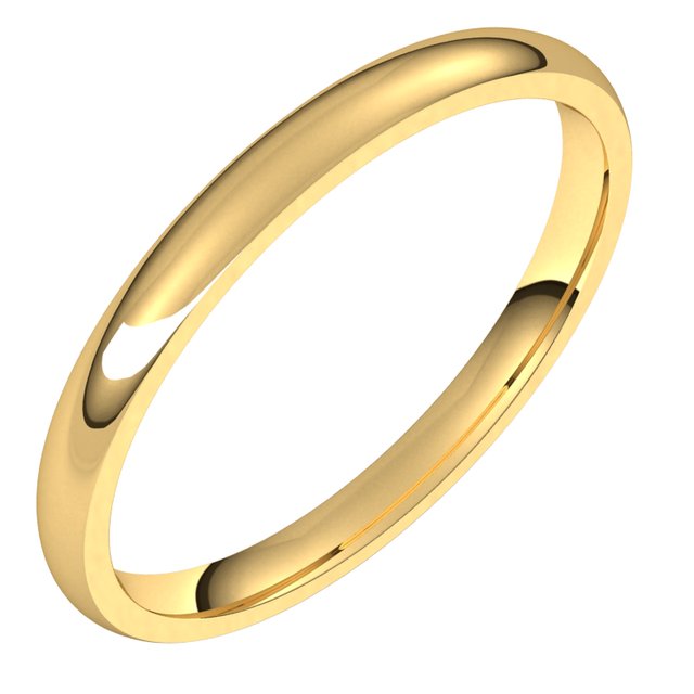 10K Yellow Gold 2 mm Lightweight Comfort-Fit Half Round Band Size 8