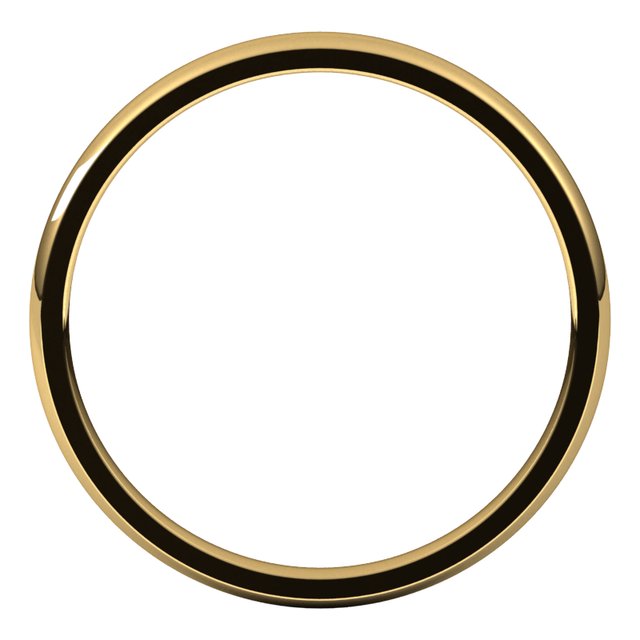 10K Yellow Gold 2 mm Lightweight Comfort-Fit Half Round Band Size 8